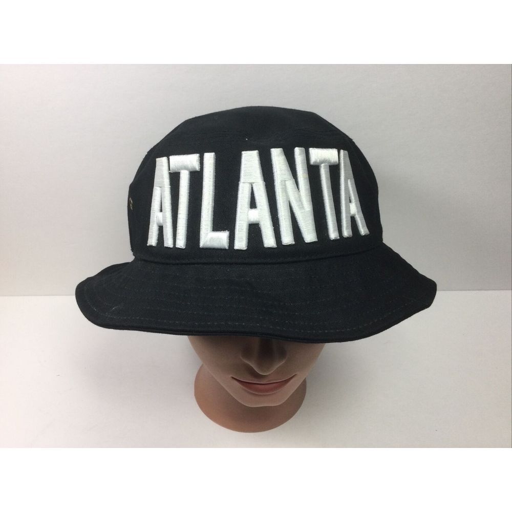Atlanta Black Bucket Hat Canvas Designer Travel‎ Chic City StreetWear